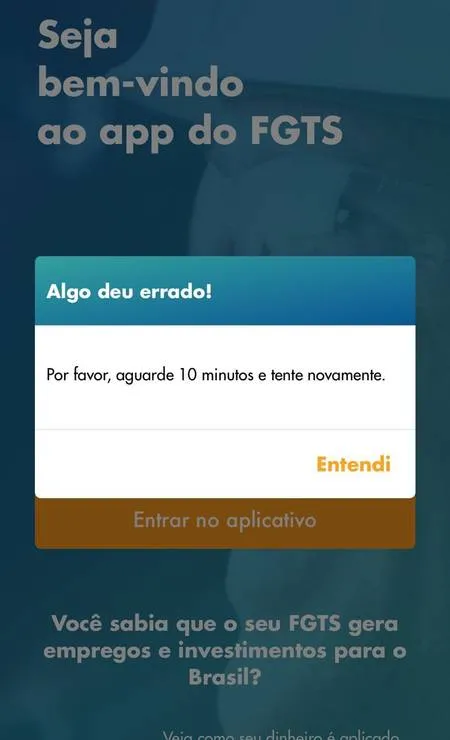 Falha no aplicativo do FGTS