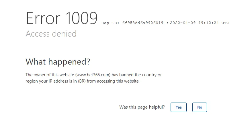 Mensagem com informação sobre banimento aparece quando se acessa a plataforma