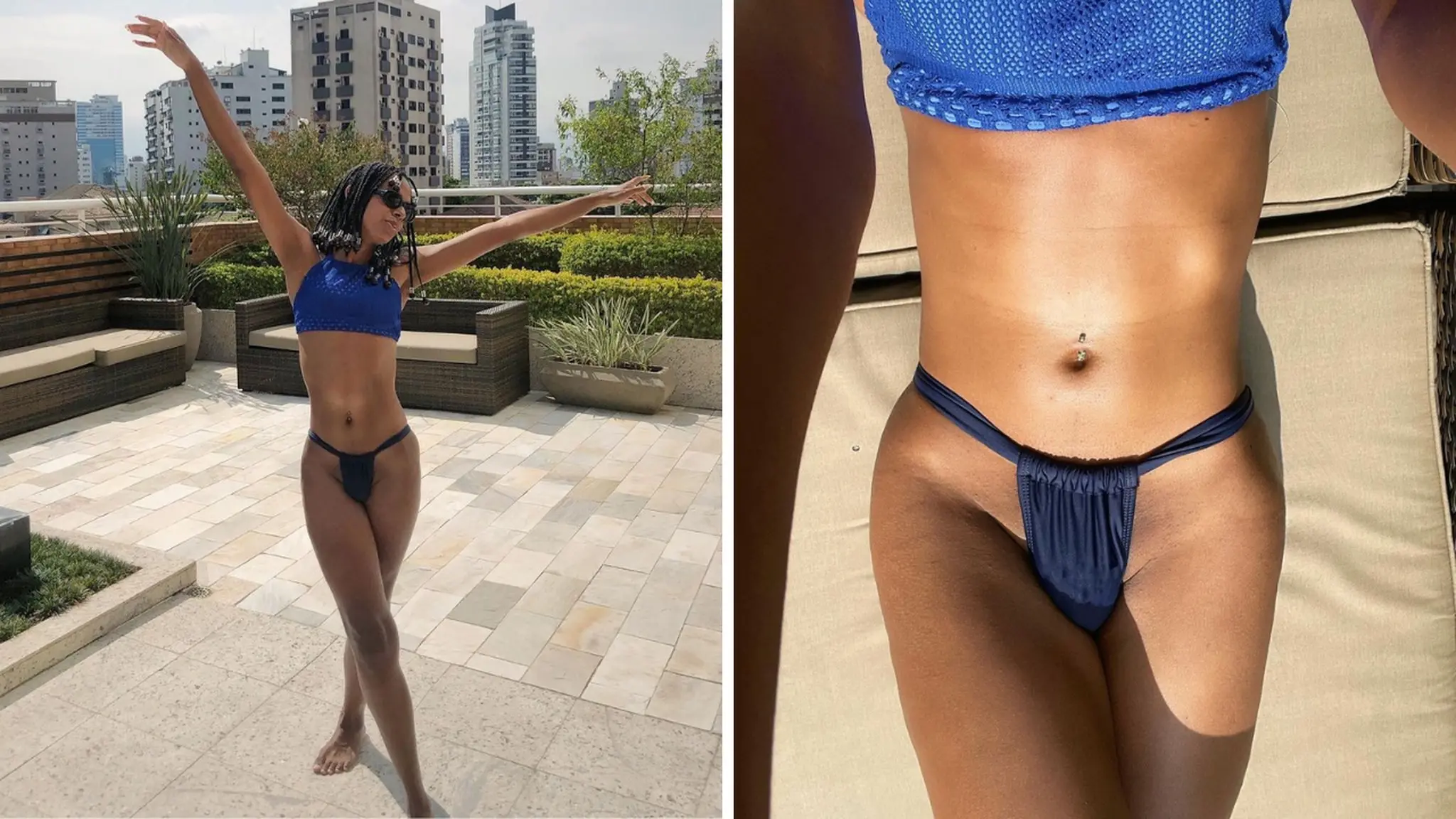 Jotta posa de biquíni após transição como mulher trans