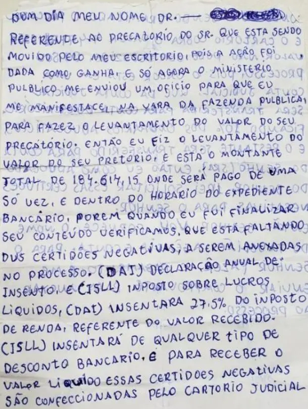 Polícia encontrou 'roteiro' de 'golpe do precatório' com criminosos
