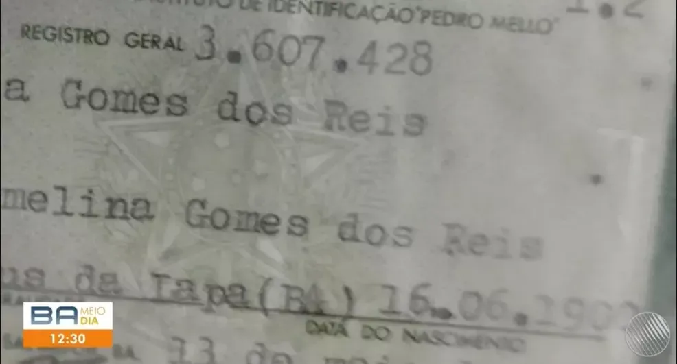 O documento da idosa confirma a idade