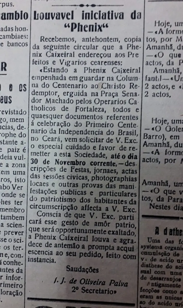 recorte de jornal de 1922