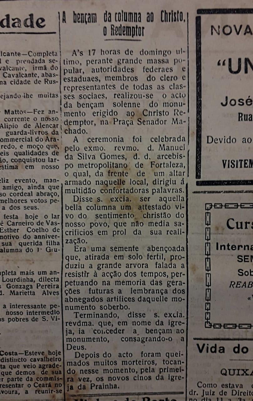 recorte de jornal de 1922