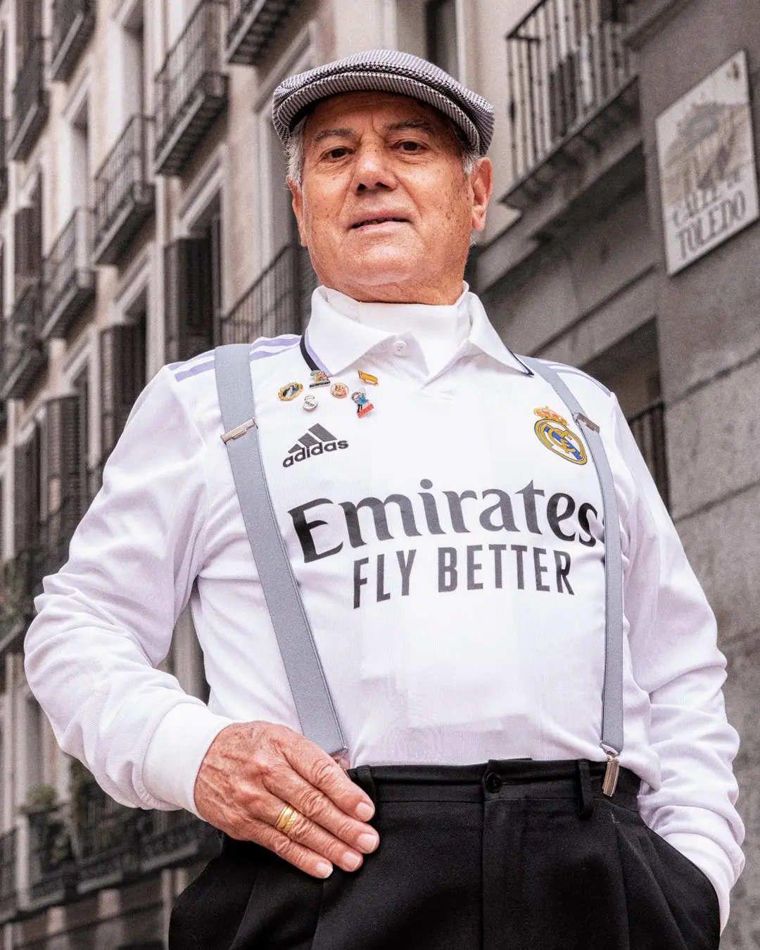 Imagem em detalhe da camisa do Real Madrid