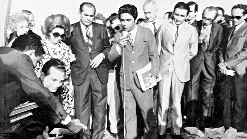 Chanceler Edson Queiroz e Dona Yolanda Queiroz no lançamento da pedra fundamental da Universidade de Fortaleza