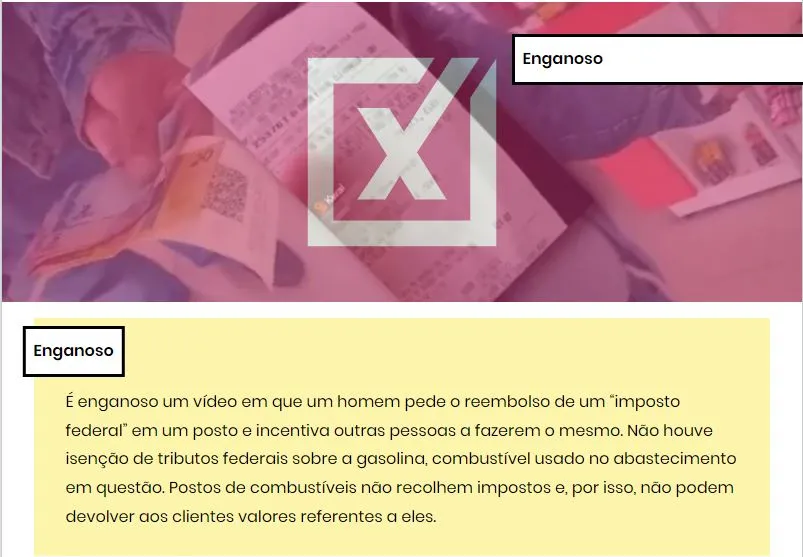 Conteúdo foi analisado pelo Projeto Comprova