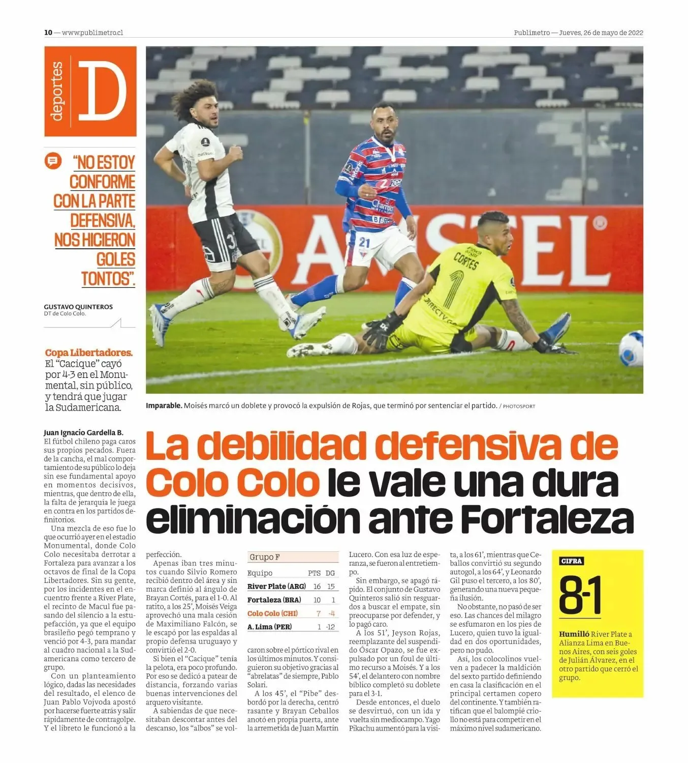 A fragilidade defensiva de Colo-Colo vale uma dura eliminação contra o Fortaleza