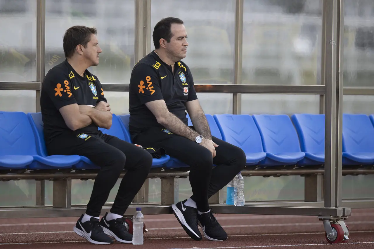 Marcelo Paz ao lado de Juninho Paulista na Seleção Brasileira