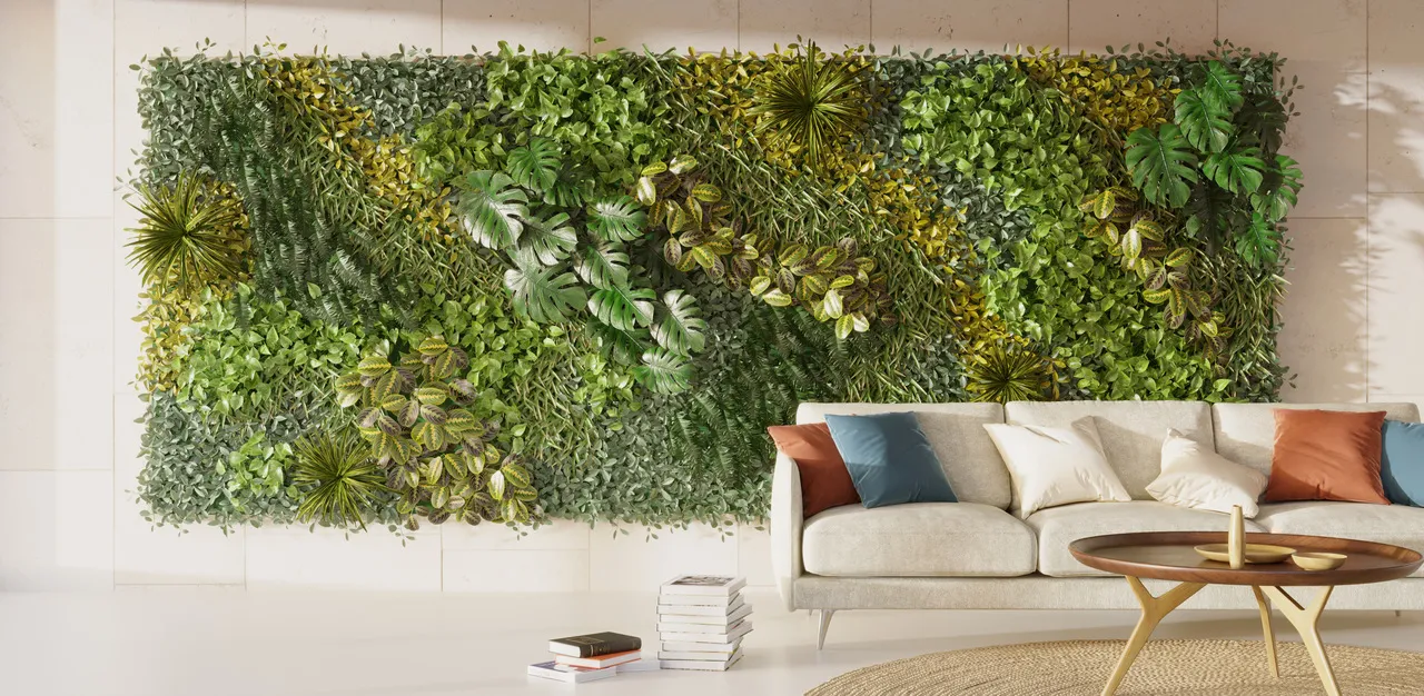 O jardim vertical pode estar presente em ambientes internos e externos