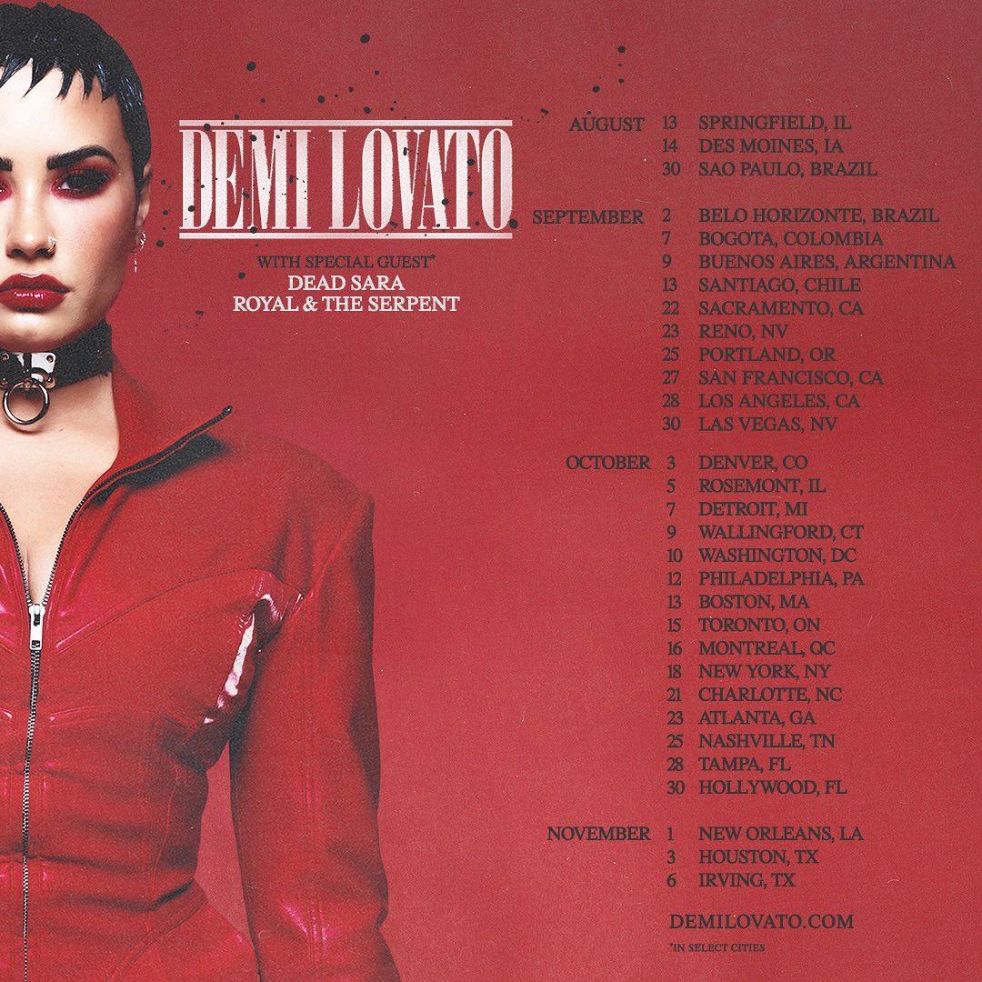 Datas dos shows da nova turnê de Demi Lovato