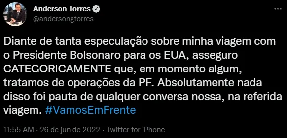 Ministro se pronunciou por meio do Twitter