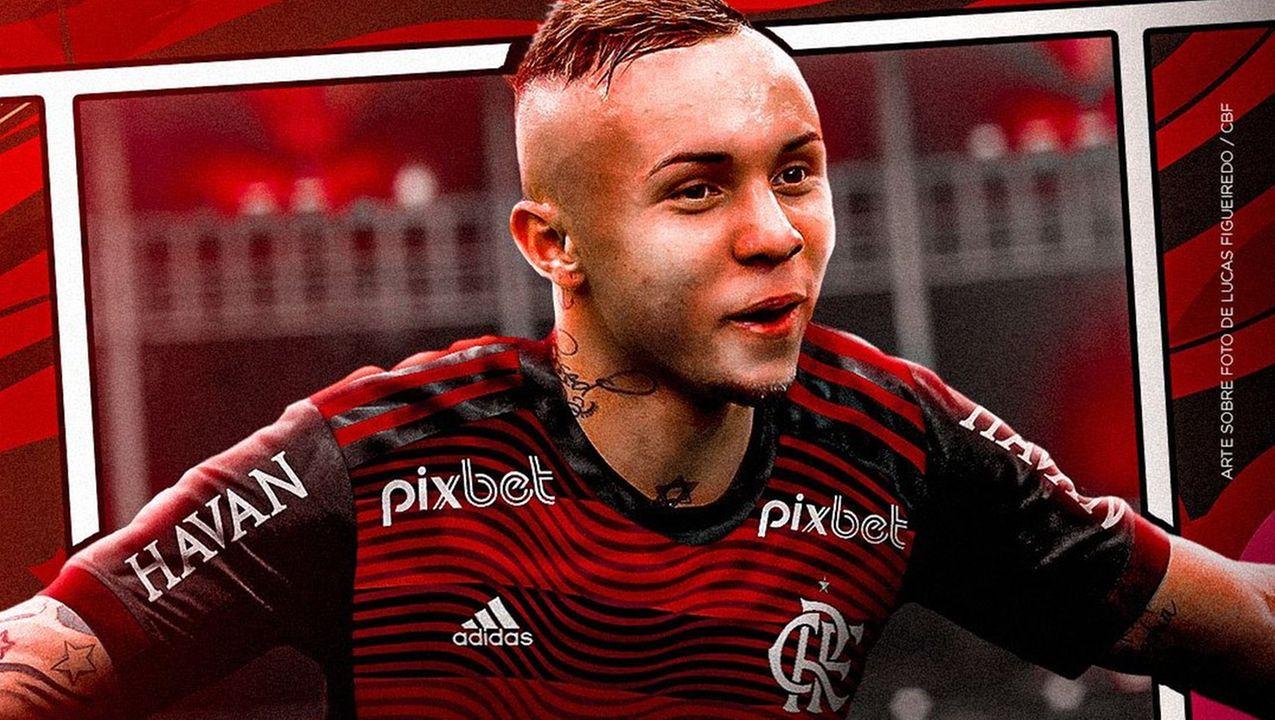 Éverton Cebolinha comemora gol pelo Flamengo
