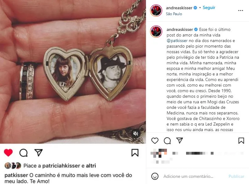 Andreas compartilhou publicação em homenagem no Instagram
