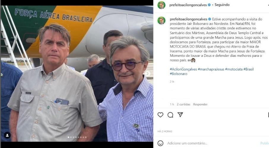 Print do Instagram com Acilon e Bolsonaro