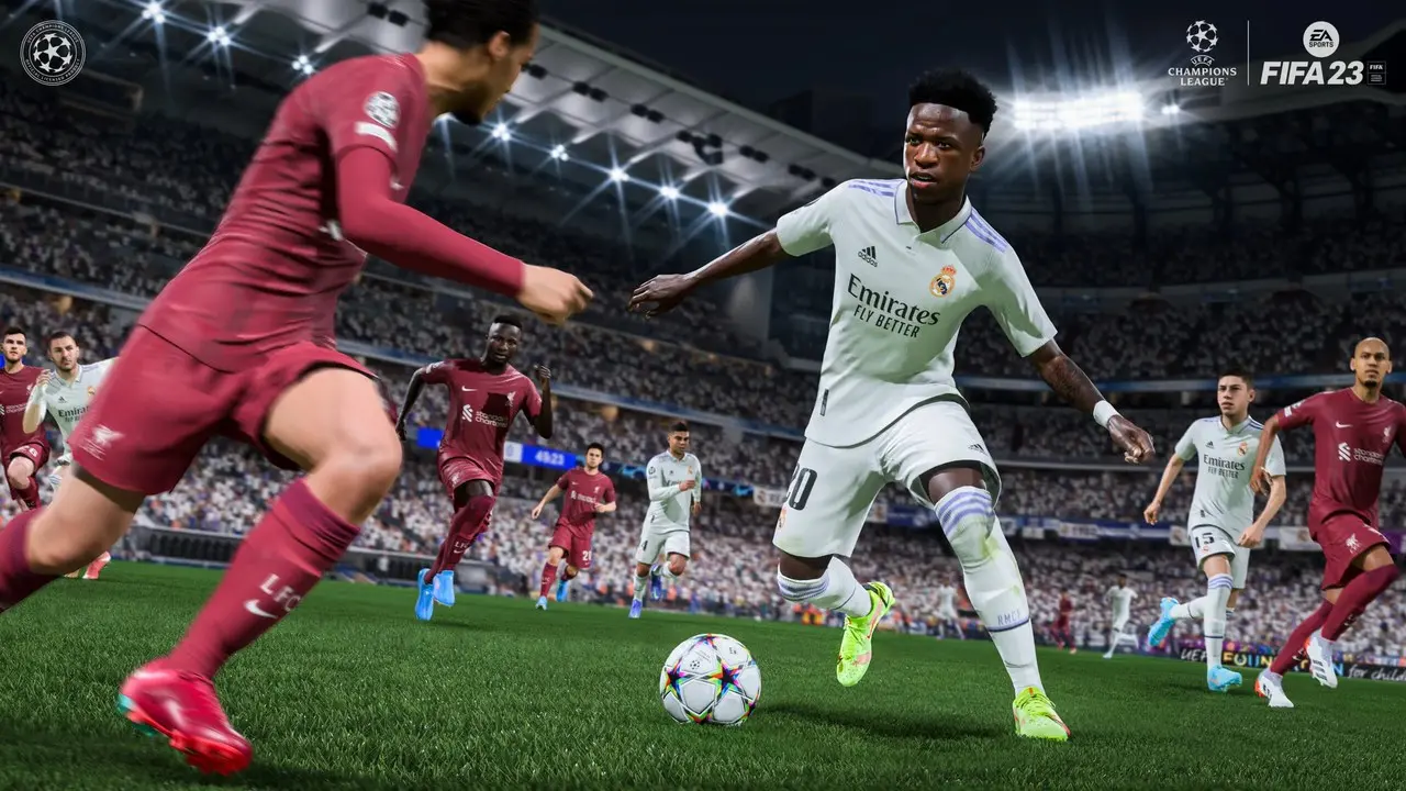 Vini Júnior em ação durante game do Fifa 23