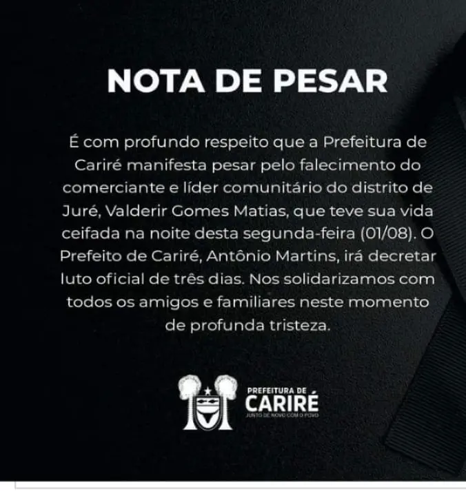 nota de pesa da prefeitura de cariré