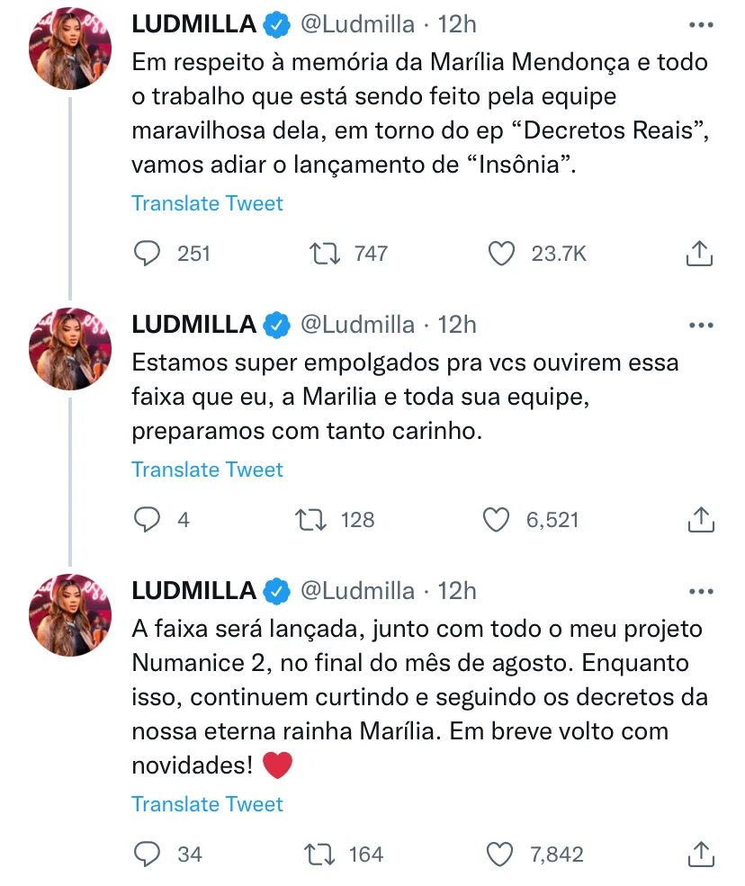 Anúncio oficial foi feito na conta pessoal da funkeira