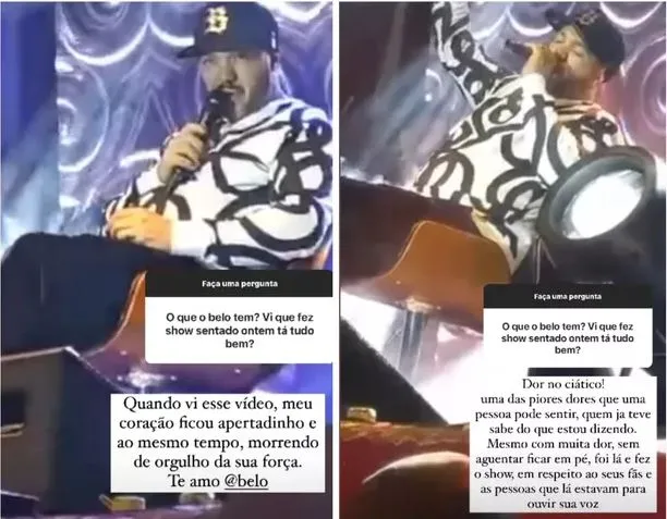 Belo não cancelou a agenda de shows apesar da dor no ciático