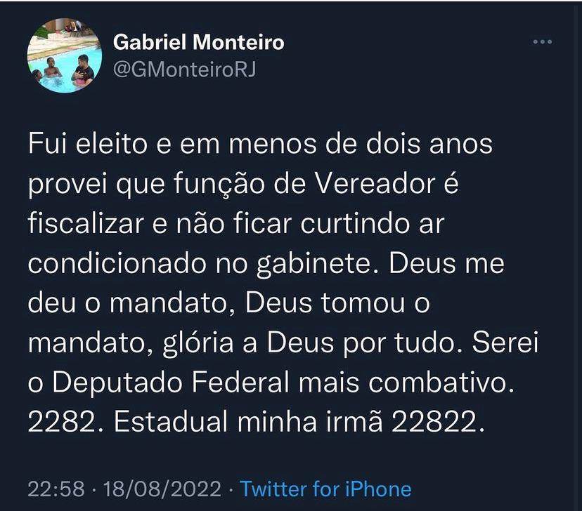 cassação de Gabriel Monteiro da câmara municipal do Rio de Janeiro