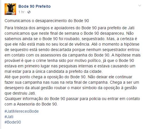 Postagem Facebook