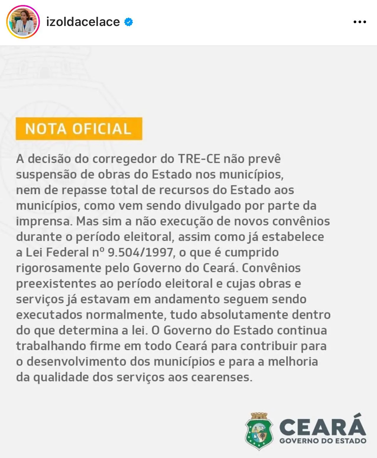 Postagem Izolda Cela