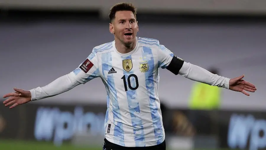 Lionel Messi comemora gol pela Argentina
