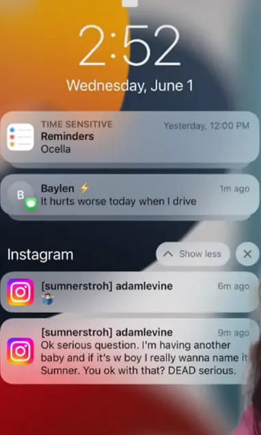 Print de adam levine falando com amante