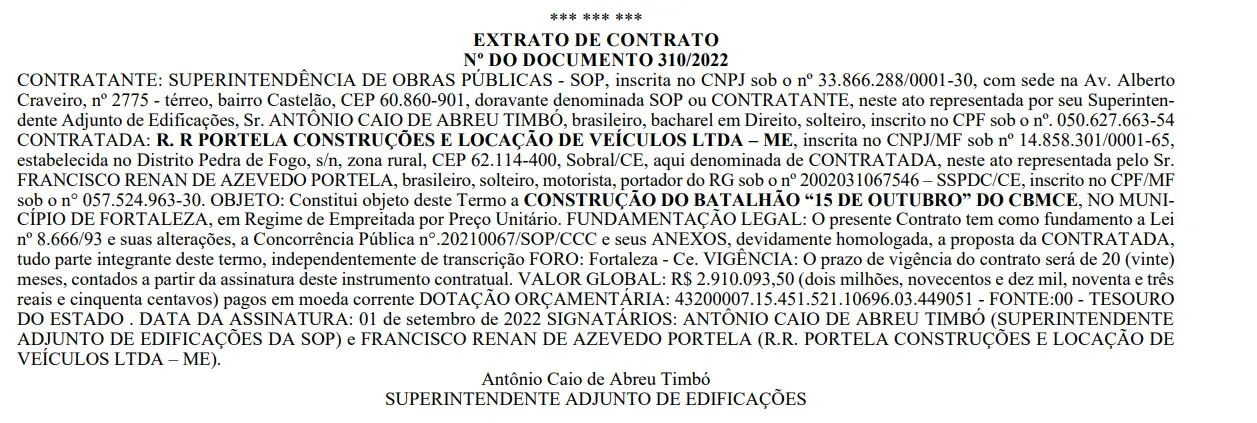 Diário Oficial do Estado do dia 12 de setembro de 2022