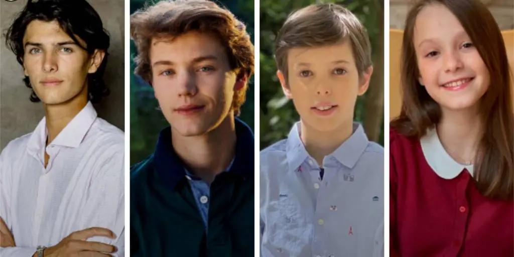 Montagem com imagens dos filhos do príncipe Joaquim, da Dinamarca, que tiveram os títulos de príncipe e princesa retirados pela avô, a rainha Margarida II