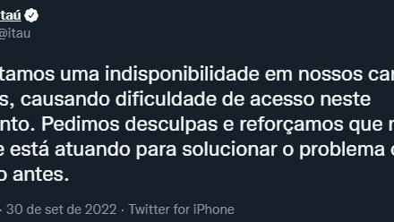 Aplicativo do Itaú fora do ar? Usuários relatam instabilidade - Negócios -  Diário do Nordeste