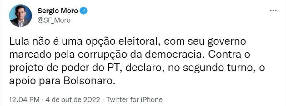 moro apoia Bolsonaro