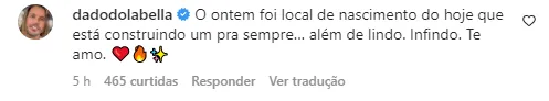Dado Dolabella se declarou em publicação da cantora Wanessa Camargo