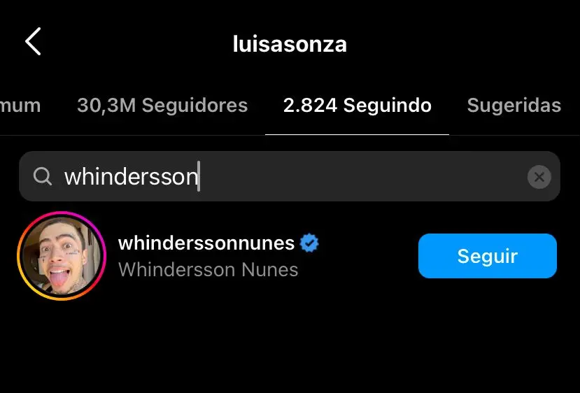 Luísa Sonza segue Whindersson Nunes no Instagram
