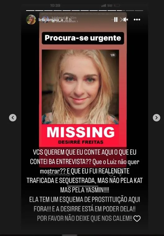 Letícia aceitou ser entrevistada pelo apresentador Luiz Bacci