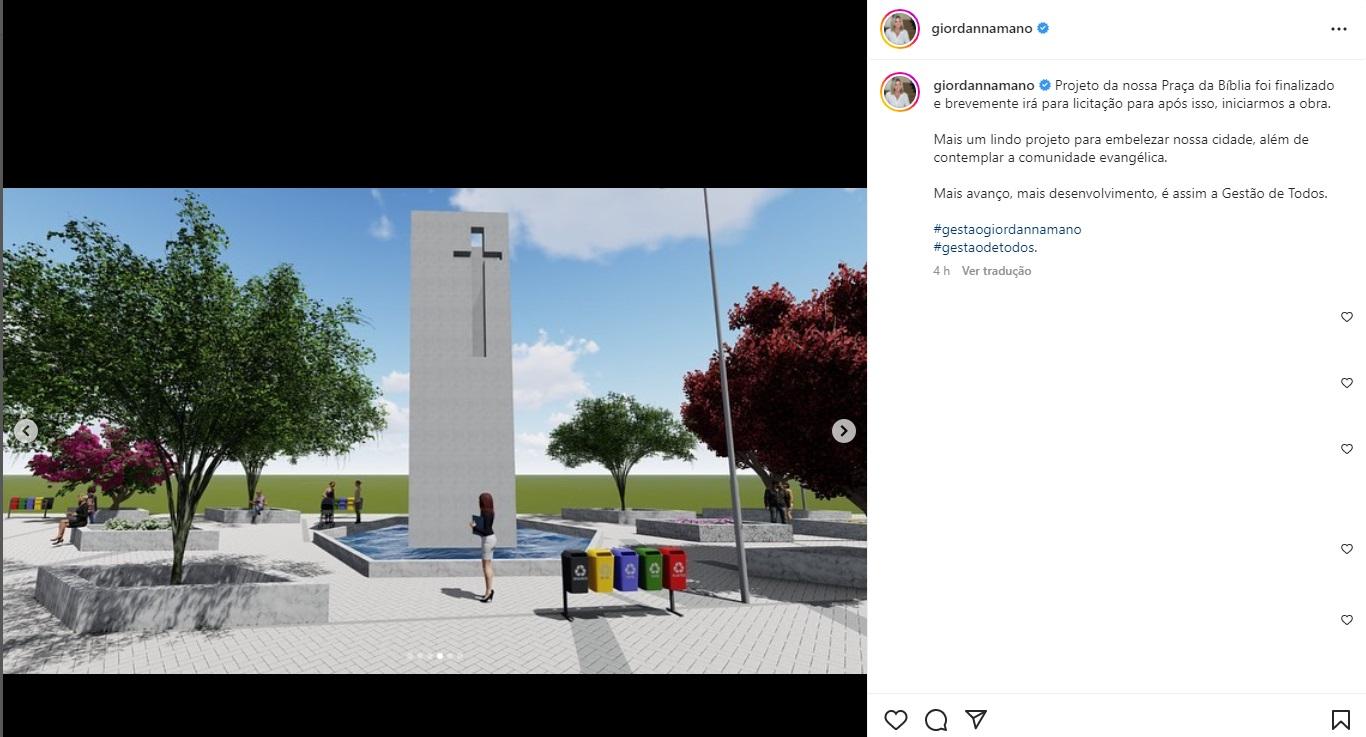 Projeção da Praça da Bíblia que deve ser construída em Nova Russas