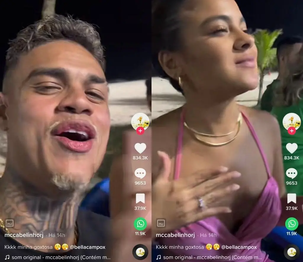 Bella Campos e Cabelinho assumem relacionamento em vídeo no TikTok