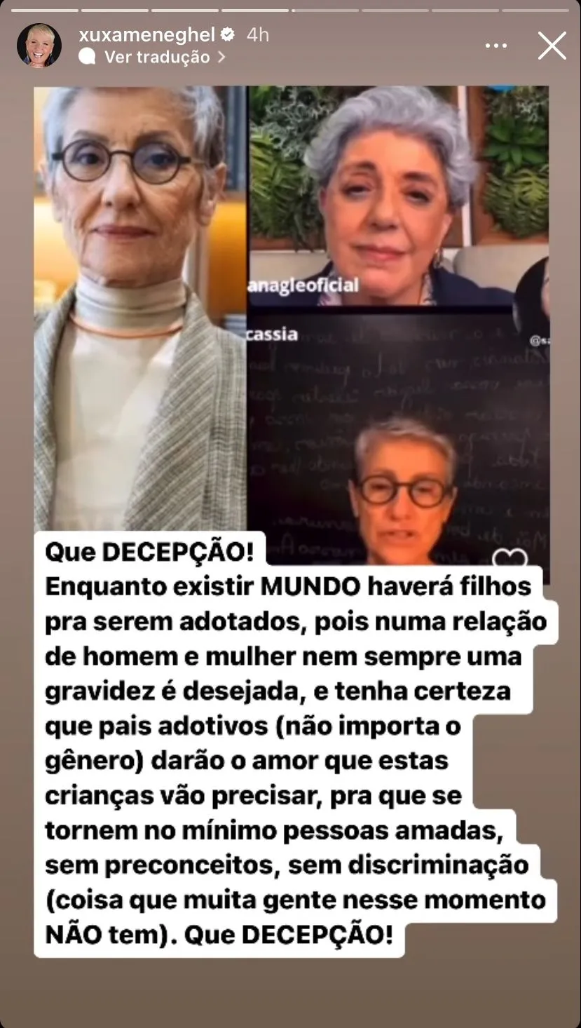 Xuxa rebate fala homofóbica de Cássia Kis em seu Instagram