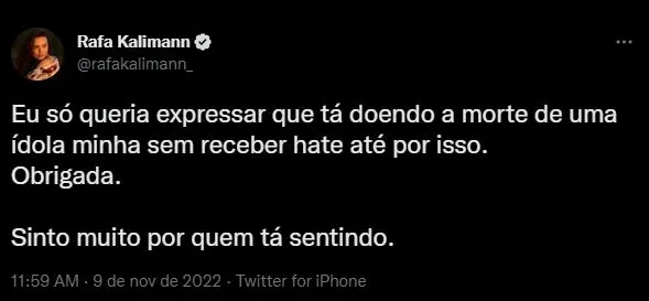 Em seguida, ela pediu desculpas pela publicação