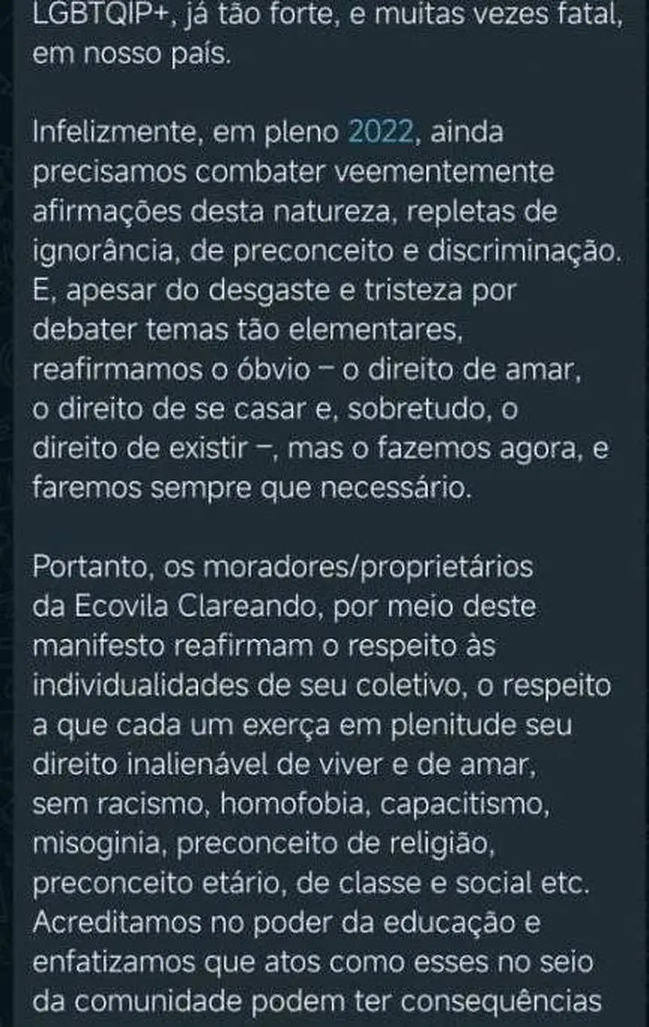 esta é uma captura de tela do manifesto 2 contra a atriz cassia kis