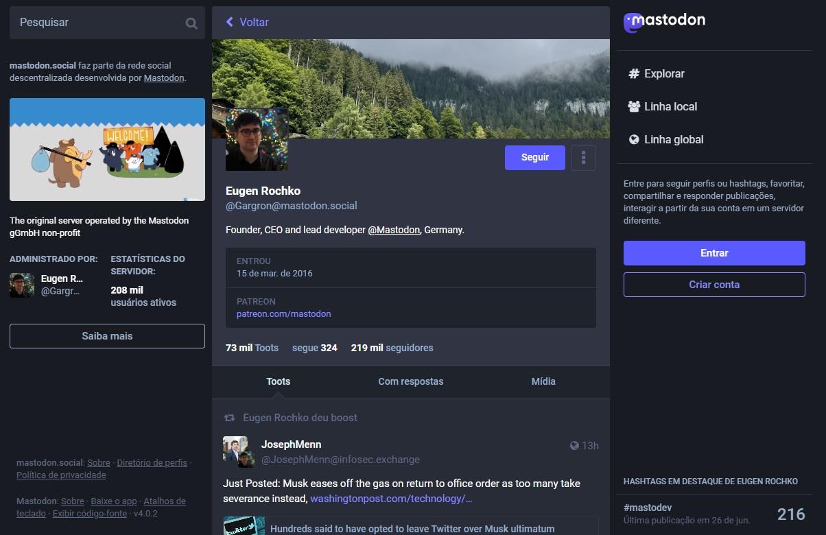 Home de nova plataforma lembra muito a home do Twitter
