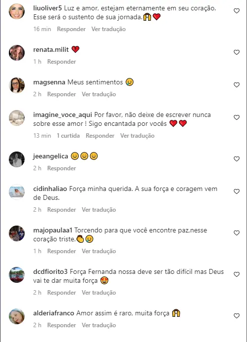 Captura de tele de comentários do Instagram