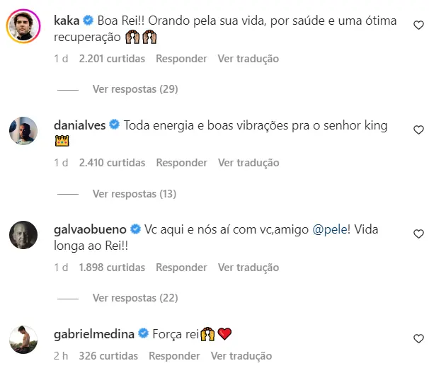 Captura de tela de comentários do Instagram