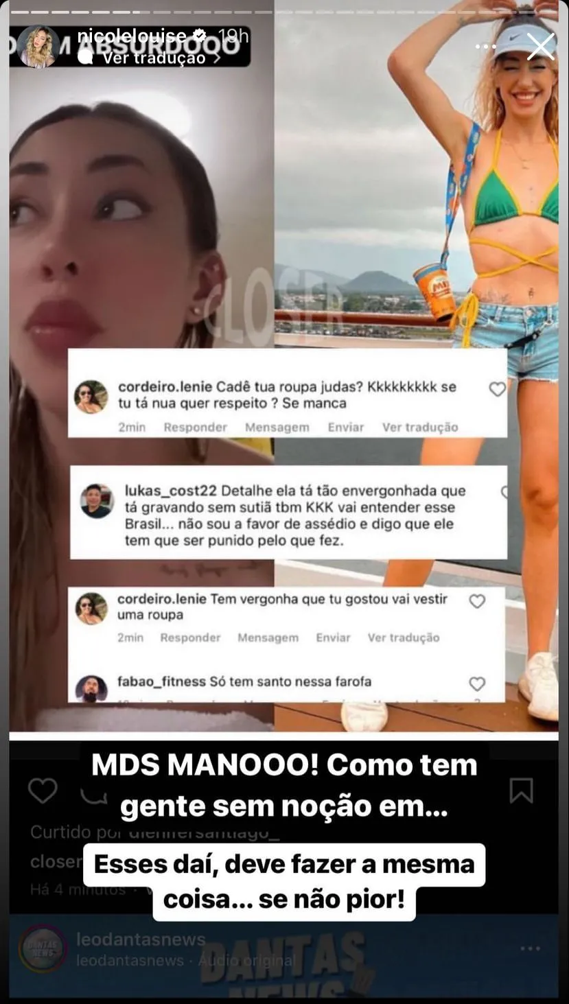 Nicole Louise expõe ataques machistas após denunciar Tirullipa por assédio