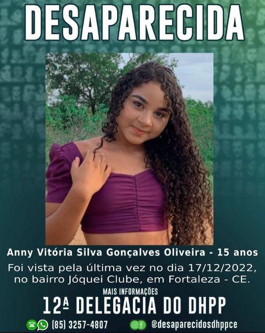 imagem de buscas de anny vitoria divulgada pela sspds