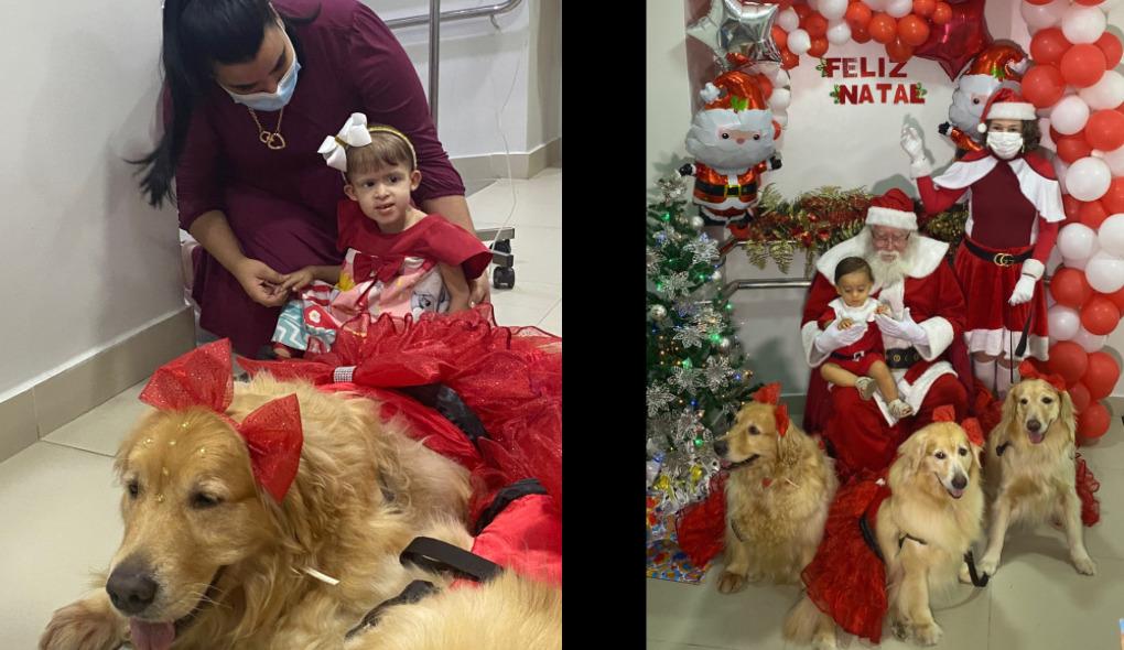 Crianças recebem visita de cães e Papai Noel no hospital Luís França, em Fortaleza