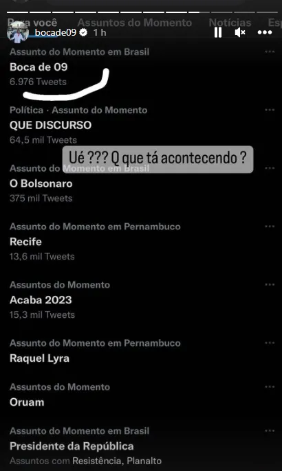 Influenciador se surpreendeu com nome nos mais comentados do Twitter
