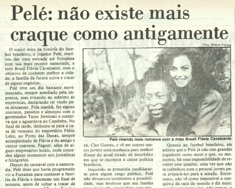 Edição de 3 de março de 1990 do Diário do Nordeste detalha passos da visita de Pelé ao Ceará
