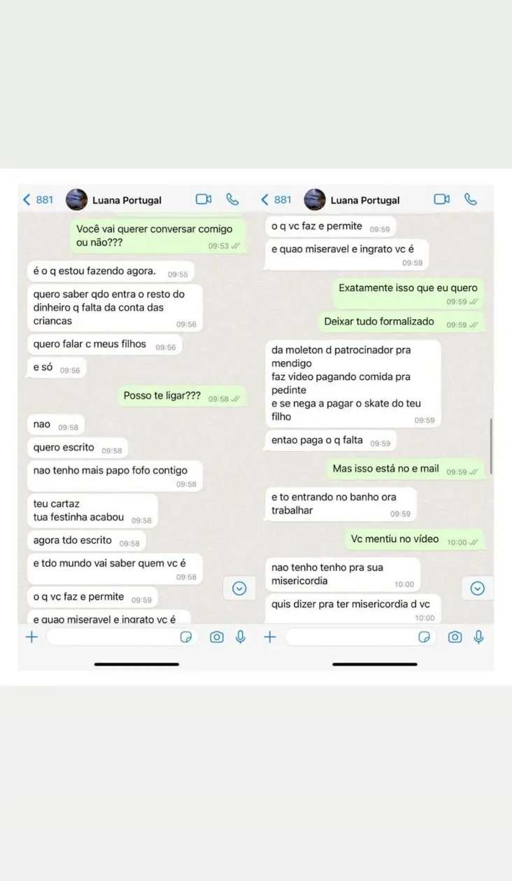 Print da conversa entre Luana Piovani e Pedro Scooby
