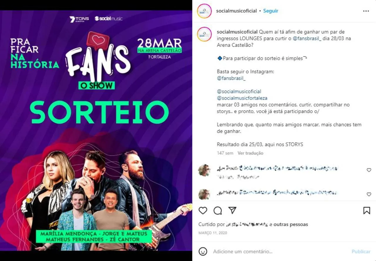 As postagens relativas ao show 