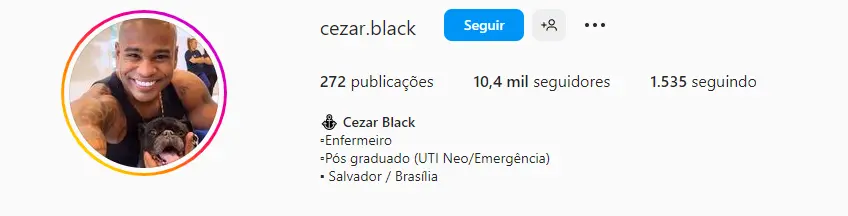 Perfil do Cezar no Instagram, participante do BBB 23
